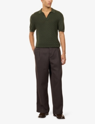 Orlebar Brown Mens Dark Herbal Green Horton 2-tone Jacquard Silk And Cotton Polo Shirt Xl In Green