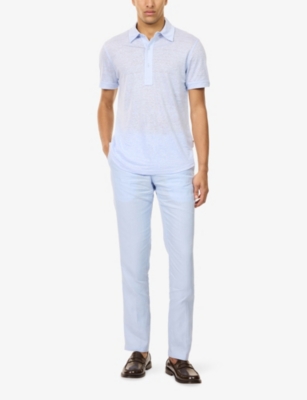 Orlebar Brown Mens Surfside Blue Sebastian Short-sleeves Linen Shirt In Multi