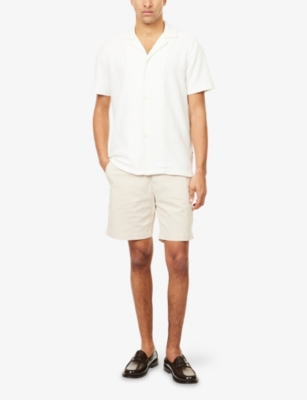 Orlebar Brown Mens  Howell Drop Needle Short-sleeves Cotton-knit Polo Shirt In White