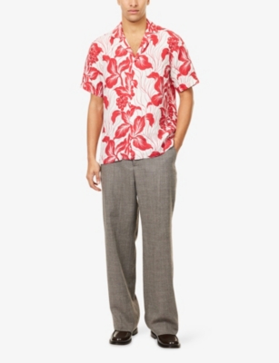 Orlebar Brown Mens  Maitan Short-sleeves Linen Shirt In Red