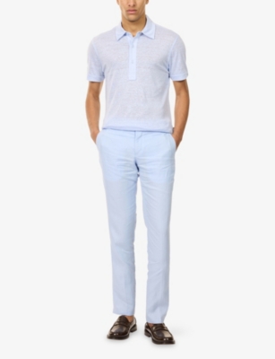 Orlebar Brown Mens Springwater Blue Griffon Straight-leg Linen Trousers In Blue