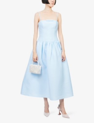 Self-portrait Womens  X Disney Flared Woven Midi Dress Blue In Blue