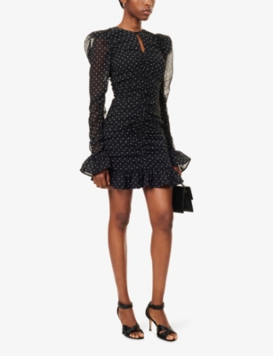 ROTATE BIRGER CHRISTENSEN: Floral-Print Ruched Woven Mini Dress