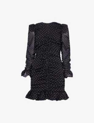 ROTATE BIRGER CHRISTENSEN: Floral-Print Ruched Woven Mini Dress