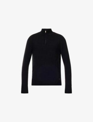 BELIER: Funnel-Neck Half-Zip Knitted Sweater