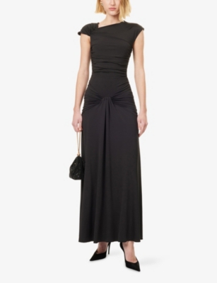 ROTATE BIRGER CHRISTENSEN: Asymmetric Sleeveless Stretch-Woven Maxi Dress