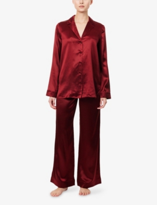 Reformation Womens Ella Relaxed-fit Silk Pyjamas Set Chianti In Burgundy