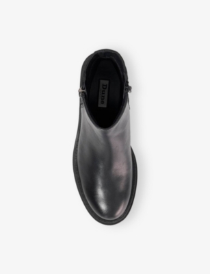 Dune Womens Black Leather Mix Paving Leather Heeled Chelsea Boots Eur 40 / 7 Uk In Multi