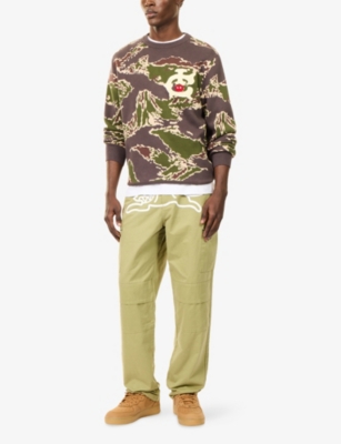 Icecream Mens  Tiger Stripe Crewneck Cotton-knit Jumper In Multi