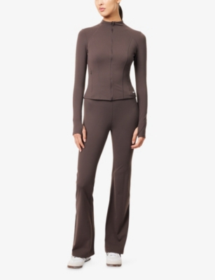 We Are Tala Omens  Dayflex Wrap High-waisted Flared Yoga Legging In Brown