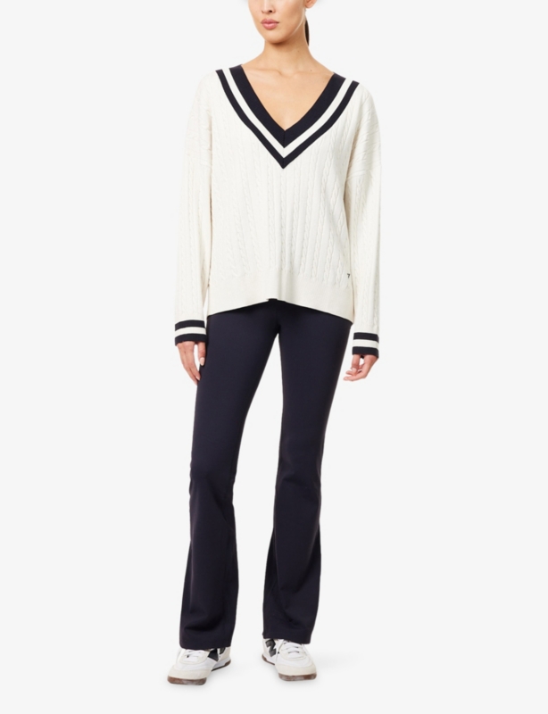 V-Neck Oversized Knitted Cricket Jumper