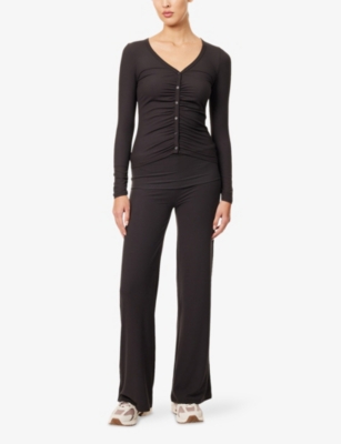 WE ARE TALA: 365 Sculpting Lounge Gathered Button-Up Stretch-Modal Cardigan