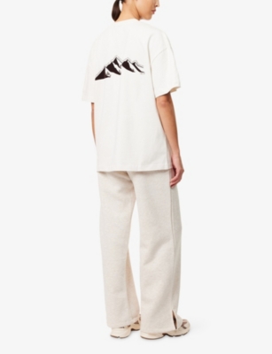 We Are Tala Omens Ivory Outdoor Oversized Flocked-logo Cotton T-shirt In White