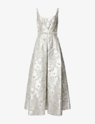 Huishan Zhang Womens Silver Ramona Jacquard Woven Maxi Dress In Silver