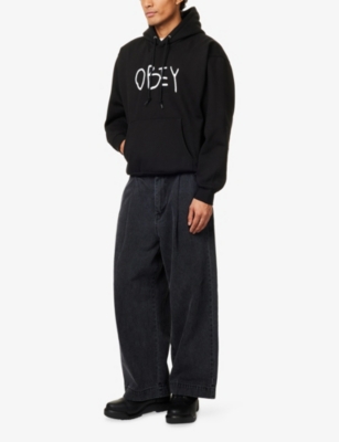 OBEY: Scribble Brand-Embroidery Cotton-Blend Hoodie