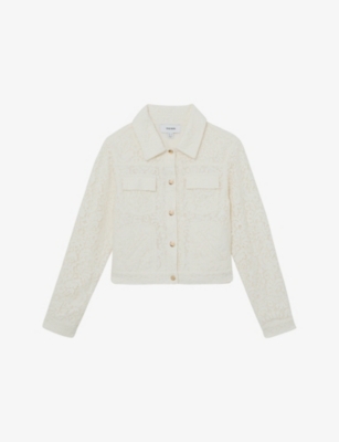 Womens Reiss Lori Flap-Pocket Lace Jacket