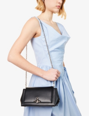 Vivienne Westwood Medium Black Smooth Shoulder Bag Hazel In Black