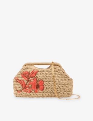 Womens Reiss Gina Raffia Clutch Bag