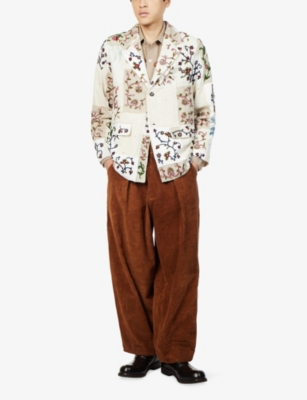 KARTIK RESEARCH: Chintz Floral-Embroidered Cotton Blazer