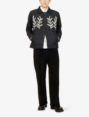 KARTIK RESEARCH: Floral Motif Embroidered Linen-Wool Jacket
