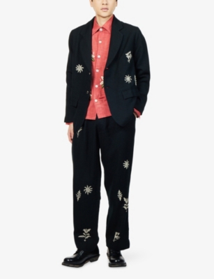 KARTIK RESEARCH: Floral Box Hand-Embroidered Cotton Shirt