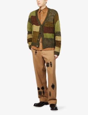 KARTIK RESEARCH: Patchwork Wool Knit Cardigan