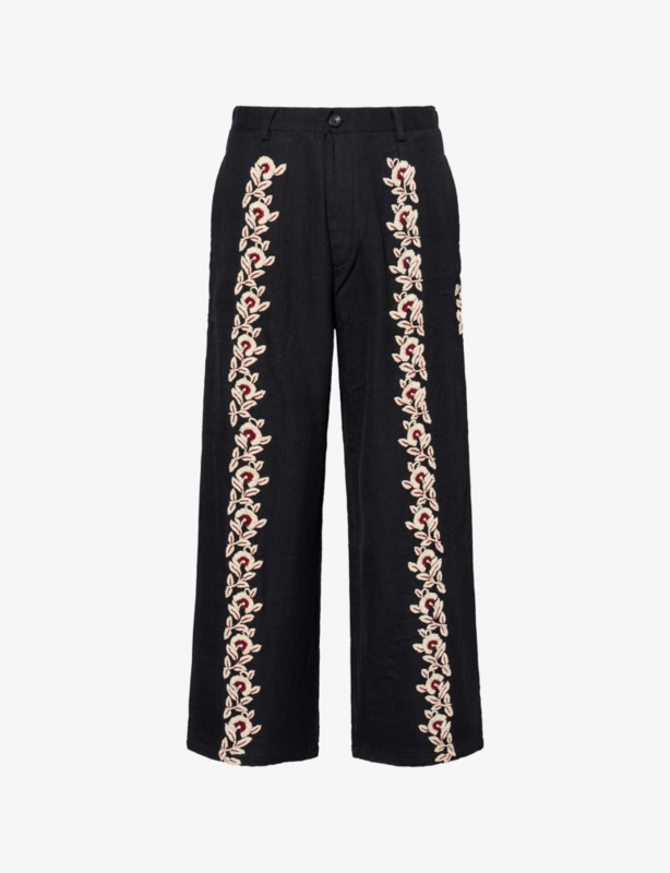 Sultan Floral-Embroidered Wool Trousers