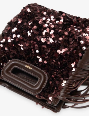 Maje Womens  Miss M Mini Sequin-embellished Shoulder Bag In Brown
