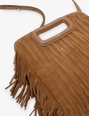 Maje Womens M Quilted Suede Handbag Camel In Brown