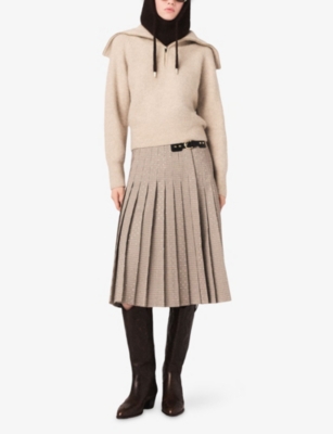 Maje Womens Beige Rhinestone-embellished Stretch Alpaca-blend Jumper In Neutral