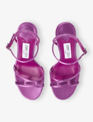 Jimmy Choo Womens 1998 Leo 100 Satin Heeled Sandals Violet Orchid Eur 40 / 7 Uk In Purple
