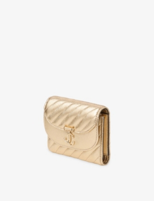 Jimmy Choo Womens Gold/shiny Gold Curve Marinda Quilted Metallic Leather Wallet In Gold