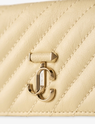 Jimmy Choo Womens Buttermilk/shiny Gol Curve Nello Quilted Leather Cardholder