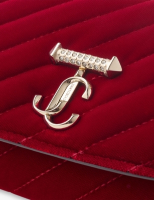 Jimmy Choo Womens  Curve Velvet Wallet Chain