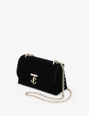 JIMMY CHOO: Curve Quilted Velvet Small Crossbody Bag
