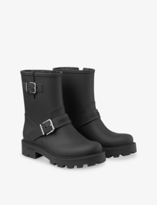 Jimmy Choo Womens  Biker Rubber Rain Boots In Black