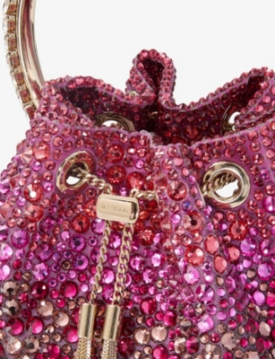 Jimmy Choo Womens Winter Bloom/violet Bon Bon Crystal-embellished Satin Handbag