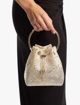 Jimmy Choo Metallic Mesh Bon Bon Top-handle Bag In Gold