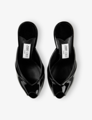 Jimmy Choo Womens Black Brigitte 100 Patent Leather Mules Eur 39 / 6 Uk In Black