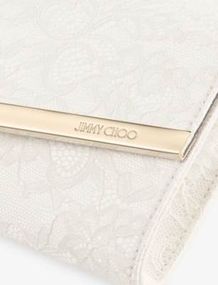Jimmy Choo Emmie Floral Chain Clutch Bag In Gold
