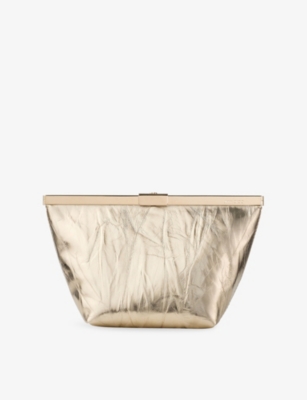 JIMMY CHOO: Ganache Metallic-Leather Clutch Bag