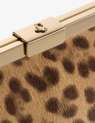 Jimmy Choo Womens Natural/light Gold Ganache Leopard-print Pony Hair-leather Clutch Bag