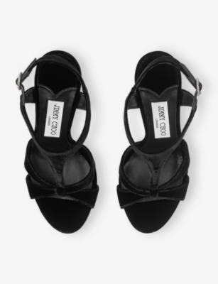 Jimmy Choo Womens  Kesia 120 Velvet Platform Sandals In Black