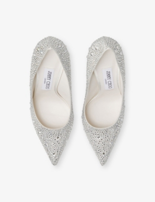 Jimmy Choo 100mm Love Crystal-embellished Pointed Pumps In White
