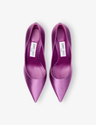 Jimmy Choo Womens Love 85 Satin Pumps Violet Orchid Eur 37 / 4 Uk In Purple