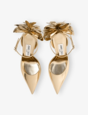 Jimmy Choo Womens Gold/gold Marja 100 Metallic-leather Pumps Eur 40 / 7 Uk In Multi