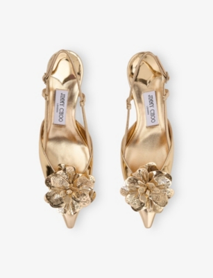 JIMMY CHOO: Mimmi 50 Metallic-Leather Slingbacks