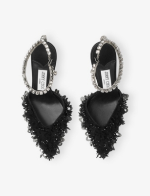 JIMMY CHOO: Saedo 100 Petal-Embroidered Mesh Pumps