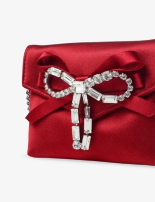 Jimmy Choo Womens  Soft Bow Satin Card Holder In Red