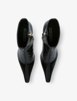 Victoria Beckham Womens Black Pointed-toe 75 Leather Ankle Boots Eur 38/5 Uk In Black